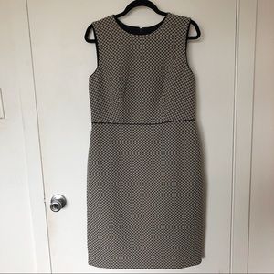 Ann Taylor Navy and Cream Patterned Sheath- NWT